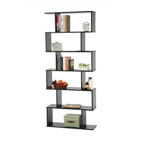 Modern 6 Shelf Bookcase Storage Unit Display Cabinet Modern 6 Shelf Bookcase Storage Unit Display Cabinet Room Divider Furniture Black