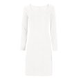 thumbnail image 5 of SMihono Fashion Women's Long Sleeve Sweater Dress Slim Fit Solid Dresses Square Neck Bodycon Ribbed Knit 2025 Spring Casual Dresses for Women White 6, 5 of 8