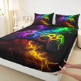 thumbnail image 3 of Castle Fairy Video Game 3pcs Twin Sheet Sets,Abstract Lightning Twin Fitted Sheet,Gradient Vintage Breathable Flat Sheet,Ultra Soft Gamepads Home Decor, 3 of 7