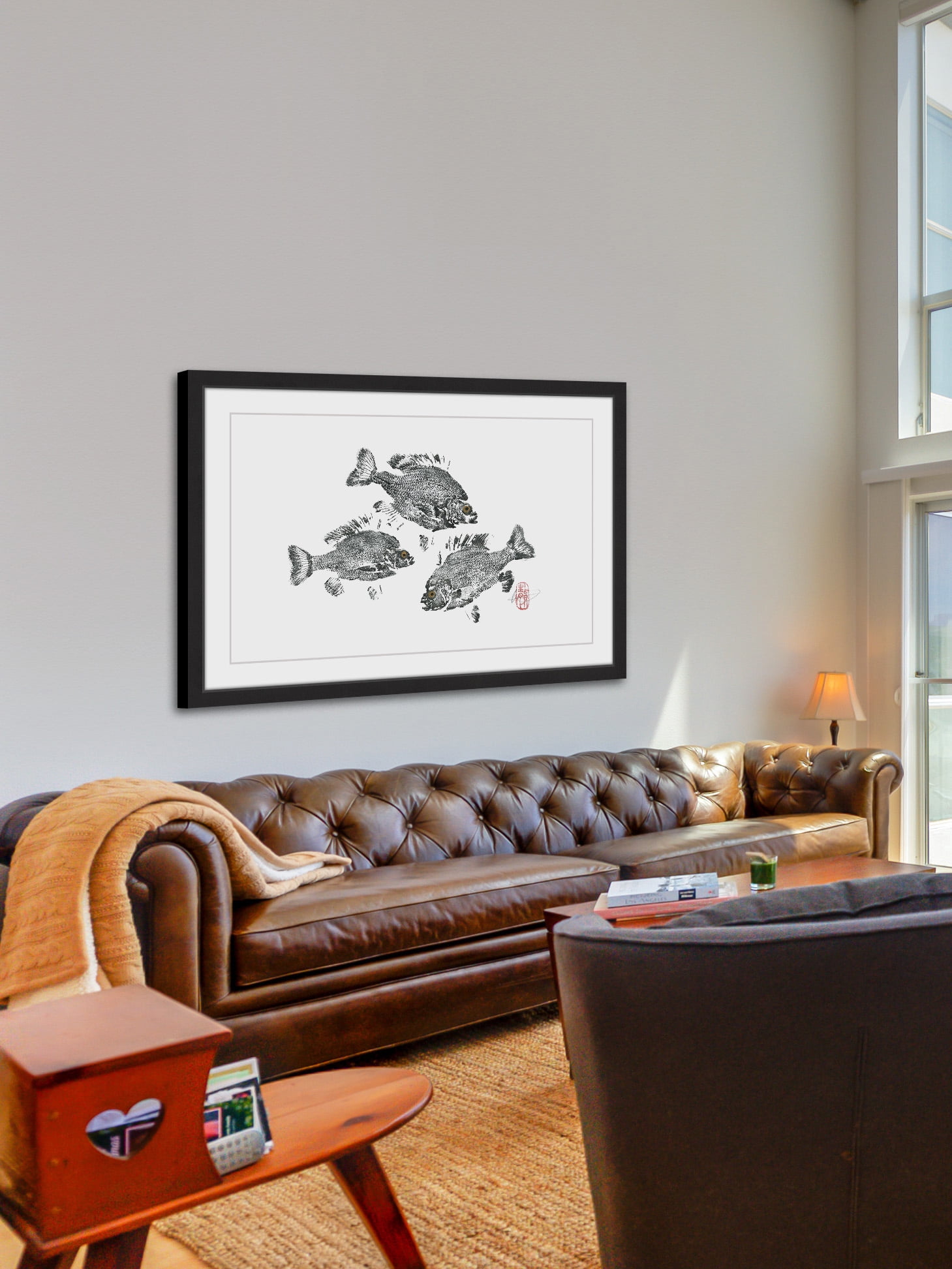"Twin Carps" Framed Painting Print
