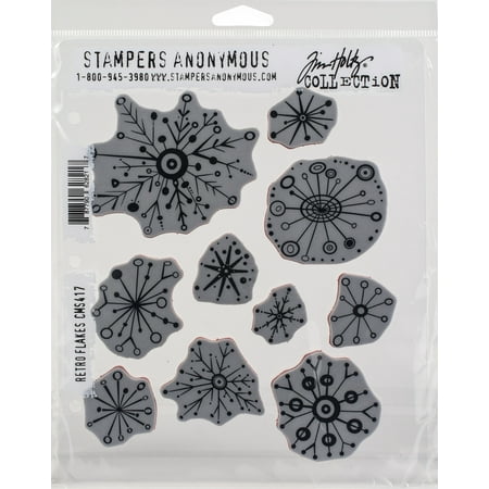 UPC: 0787790628217 | Tim Holtz Cling Stamps 7 X8.5 -Retro Flakes