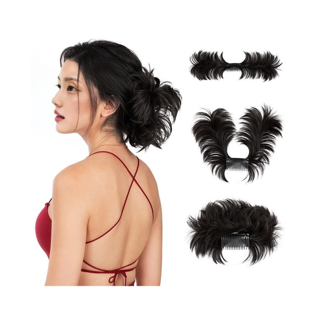 Synthetic Messy Bun Hair Piece Short Natural Straight Side Comb Clip in Ponytail Extension