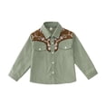 thumbnail image 4 of Boys Shirts Western Cowboy Print Button Down Long Sleeve Casual Top for Kids Youth Children Army Green 4 Years-5 Years, 4 of 4