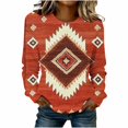 thumbnail image 2 of Retro Sweatshirt for Women Tribal Pattern Graphic Print Crewneck Long Sleeve Classic Relaxed Fit Casual Cozy Pullover Southwest Bohemian Fashion Clothes, 2 of 5