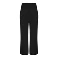 thumbnail image 5 of Durtebeua 2024 Women Linen Pants Wide Leg High Waist Lounge Summer Casual Trousers Travel Vacation Z01-Black,M, 5 of 7