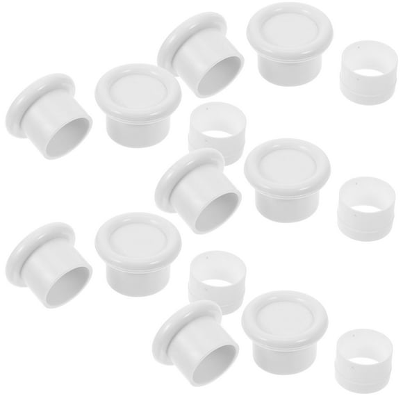 PAMINGONO 5Sets No Drill Curtain Rod End Caps White Rubber Covers for Shower and Closet Poles