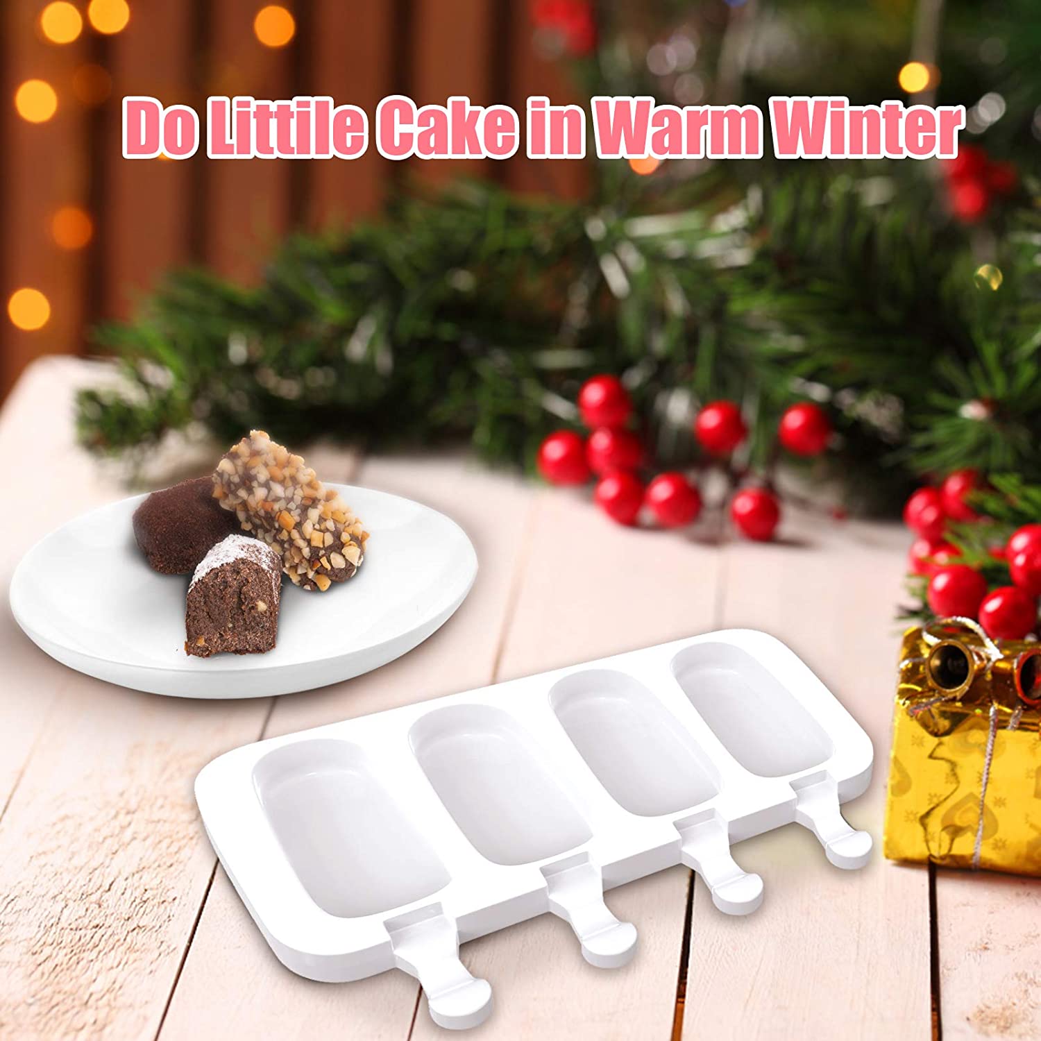 Kepooman Silicone Durable DIY Popsicles Mold Set for Ice Cream, Fresh Fruitsicle Frozen Pop Tray Holders, White Kepooman Silicone Durable DIY Popsicles Mold Set for Ice Cream, Fresh Fruitsicle Frozen Pop Tray Holders, White