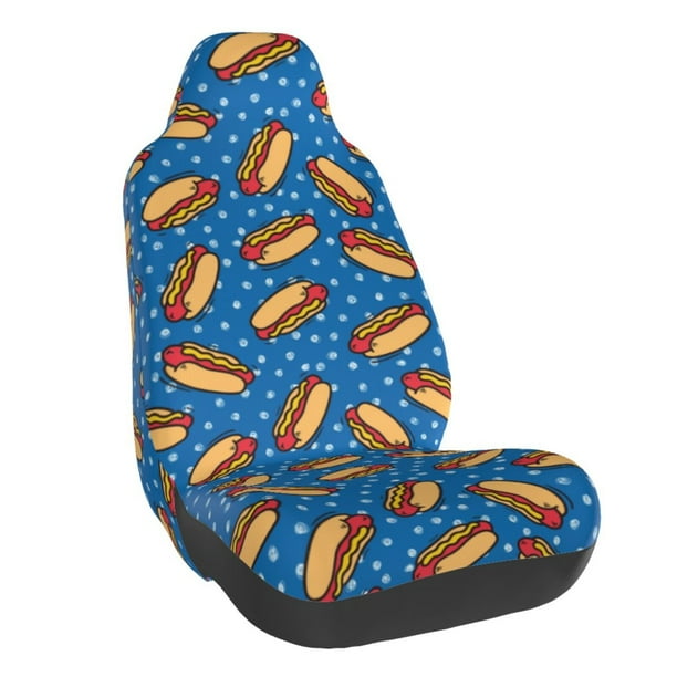 Fotbe Hot Dog 1 Funda para Asiento de Auto con Estampado – Impermeable y Antisudor – Ajuste Universal, Lavable a Máquina, Antideslizante (1 Pieza)