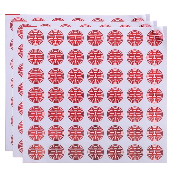 KAKOWELY 10 hojas de calcomanías de boda chinas, calcomanías rojas para boda, calcomanías de sellado, calcomanías adhesivas