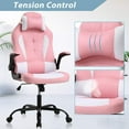 thumbnail image 4 of Dkelincs PC Gaming Chair Ergonomic Office Chair with Lumbar Support Flip Up Arms Headrest Adjustable Computer Desk Chair for Adults, Pink, 4 of 7