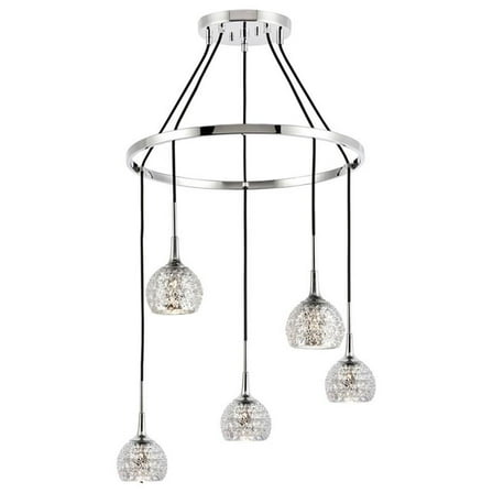 Woodbridge Lighting Bristol 5-Light Glass Chandelier in Chrome/Mercury