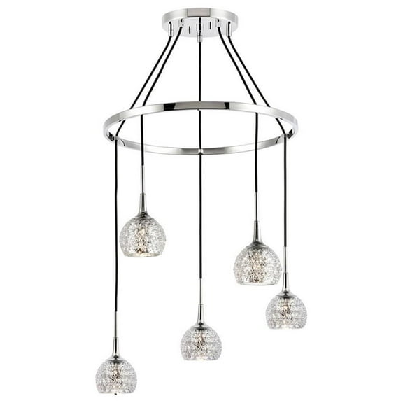 Woodbridge Lighting Bristol 5-Light Glass Chandelier in Chrome/Mercury