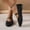 Black, variant on Fnooota Women's Flat Shoes, Square Toe Comfortable Non-slip Soft Sole Lace Party Shoes Black Size 9