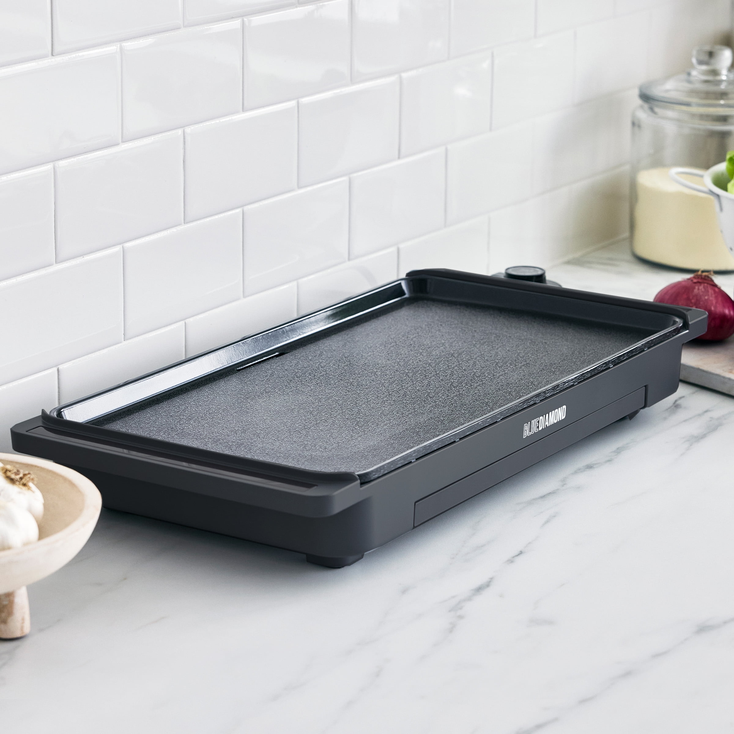 Blue Diamond XL Electric Cermaic Non Stick Griddle with Warming Tray, Graphite