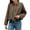 Coffee, variant on Women's Faux Suede Bomber Cropped Jacket Fall Lapel Casual Oversized Long Sleeves Trendy Streetwear Coat Outerwear