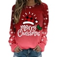 thumbnail image 1 of Gibobby Sudadera de Navidad para mujer Sudadera para mujer Moda Navidad Estampado Cuello redondo Ajuste Tops Casual Manga larga Camisas de entrenamiento Blusa suelta(Rojo de la sandía,XG), 1 of 5