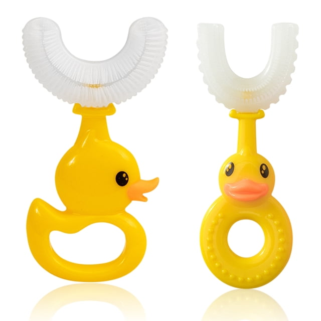 Seitruly Paquete de 2 cepillos de en forma de U para niños pequeños, cepillos de limpieza de 360 grados con mango, cuidado de la cuidado de los oídos