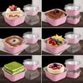 thumbnail image 6 of BlinkLLX 50 Pcs Mini Square Baking Cups with Lids,5oz Aluminum Foil Mini Cake Pans with Lids,Disposable Ramekins Cake Pans,150ml Dessert Cups Cupcake Pans for Wedding Birthday Party,Pink, 6 of 6