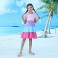 thumbnail image 2 of HILEELANG Girls Princess Cartoon Jersey Cotton Color Block Dress, Multi-Color, Sizes 2T-12, 2 of 5