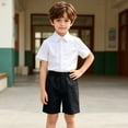 thumbnail image 5 of BRGZLK Boys Back to School Outfits 2026 Summer Short Sleeve Button Up Shirts and Shorts Sets Kids Formal Wear School Uniform Black 11-12 Years, 5 of 9