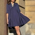 thumbnail image 2 of Paiwinds Women's Linen Blend Shirt Dress, Short Sleeve Lapel Button Casual Dress for Spring Fall, Daily Wear, Outings, 2 of 6
