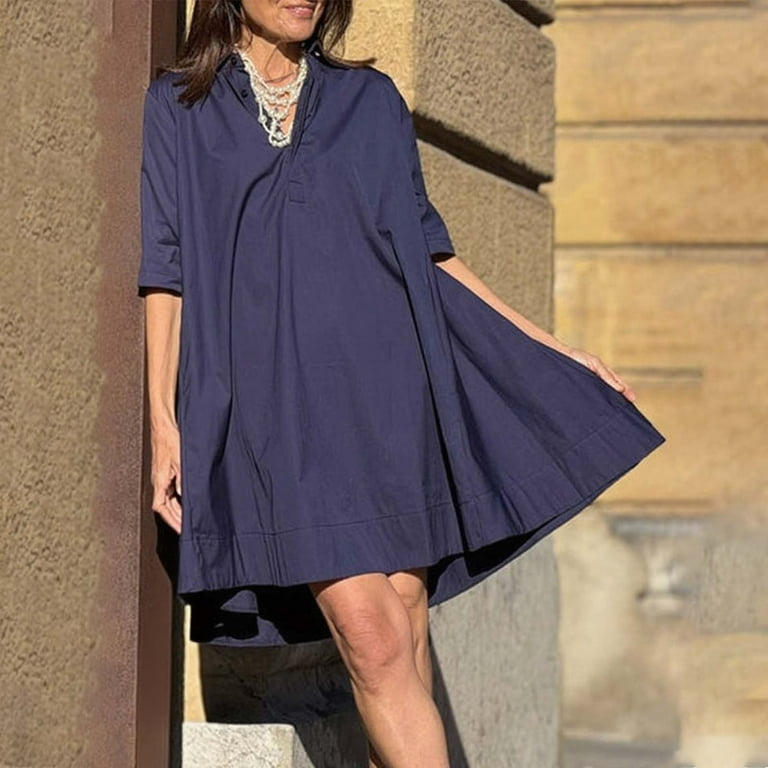 denim jumper dress knee length denim overall dress – Sagewood Boutique main image 0