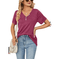 thumbnail image 3 of Blusas de Verano para Mujer, Camisas de Corta, Conjuntos Casuales de Negocios, Ropa de Moda para Vacaciones en la Playa 2025, Vino Tinto XL, 3 of 6