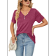 thumbnail image 3 of Blusas de Verano para Mujer, Camisas de Corta, Conjuntos Casuales de Negocios, Ropa de Moda para Vacaciones en la Playa 2025, Vino Tinto XL, 3 of 6