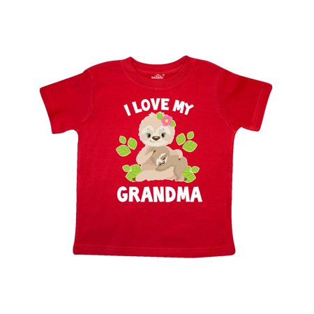 

Inktastic Cute Sloth I Love My Grandma with Leaves Gift Toddler Boy or Toddler Girl T-Shirt