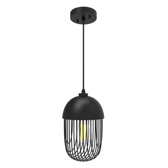 GE Industrial U-Ring Pendant Light Fixture, Matte Black, 72-inches