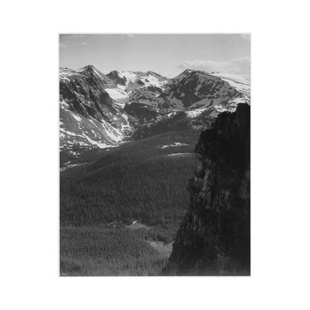 Adams Art Print - View Of Snow-Capped Mt Timbered Area Below In Rocky Mountain National Park