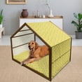 thumbnail image 2 of Hippo Pet House, Little Smiling Hippo Sitting and Holding a Balloon Cartoon Style, Outdoor & Indoor Portable Dog Kennel with Pillow and Cover, 5 Sizes, Pale Sage Green Teal, by Ambesonne, 2 of 4