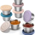 thumbnail image 2 of Salad Dressing Container with Lids, Reusable Sauce Cups, Leakproof, Silicone Lids for Lunch, Bento Box, Picnic Travel 4 70ml, 2 of 6
