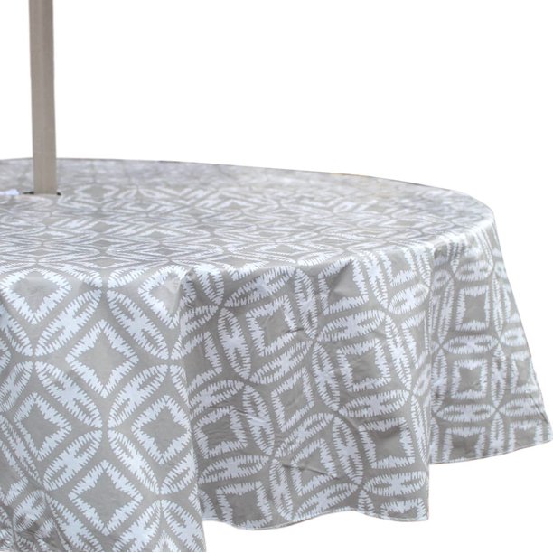 Summer Umbrella Vinyl Tablecloths Patio Table Cover with Hole and