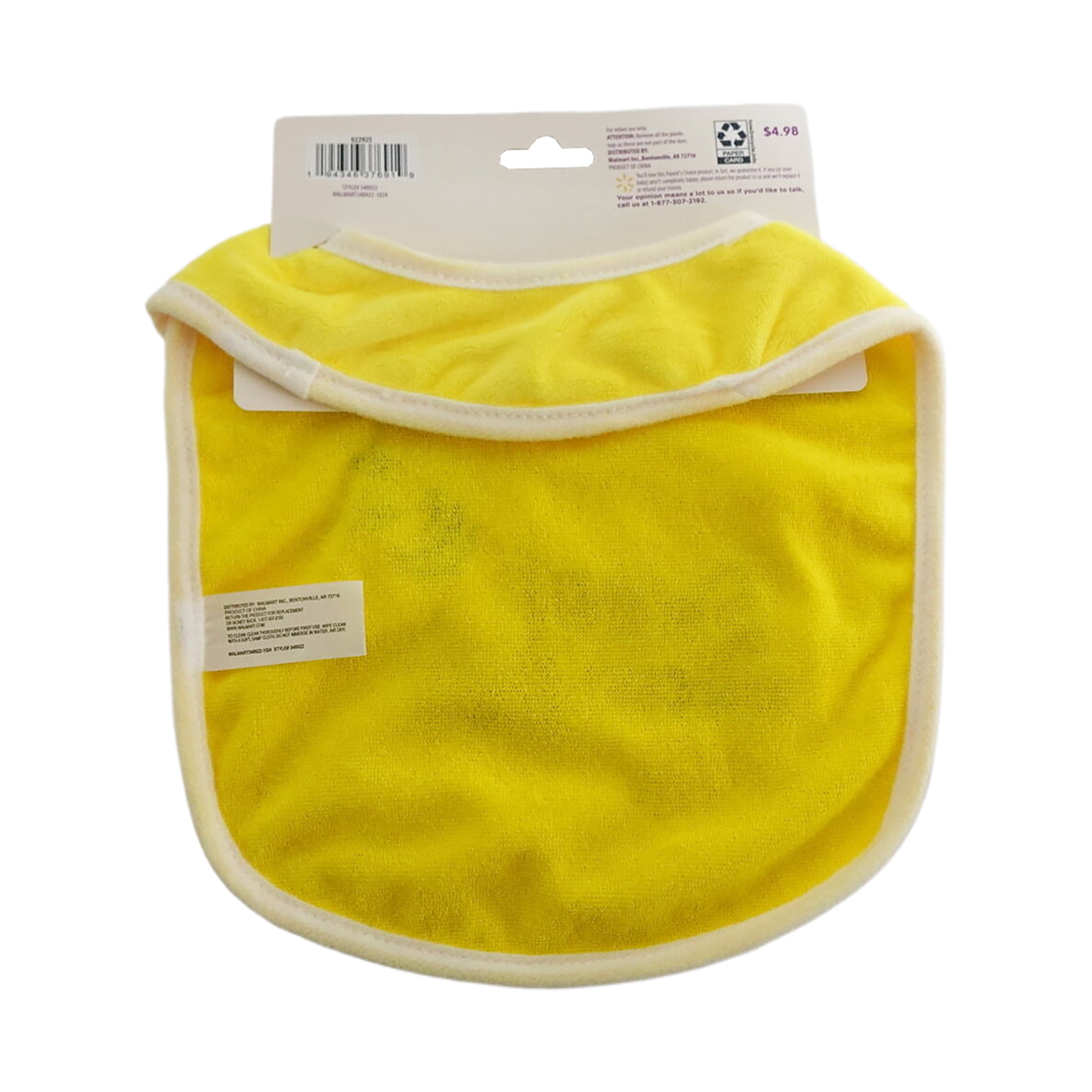 Parent's Choice Plush Baby Bib with Sweet As Can Bee Embroidery, Yellow for Infant