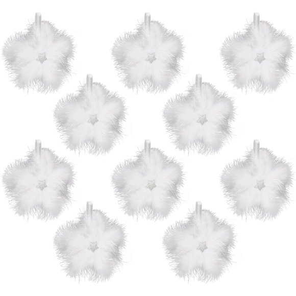 MWOOT 10 x White Angel Feathers, White Feathers Angel Wings, White Christmas Decorations, White Feathers Hanging Ornaments for DIY Christmas Tree Wall Wedding Birthday Party Decor