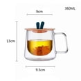 thumbnail image 2 of Vasos de doble pared con asa y tapa de silicona, de vidrio borosilicato transparente, ideales for leche, café, zumo y té., 2 of 6