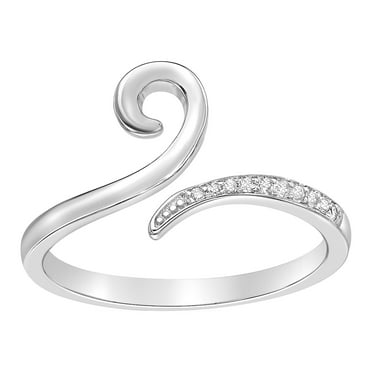 1/20 Carat Natural Diamond Snake Tail Open Toe Ring for Women in 925 Sterling Silver (H-I, I2-I3, 0.05 cttw) Hypoallergenic One Size Adjustable Toe Ring by Lavari Jewelers