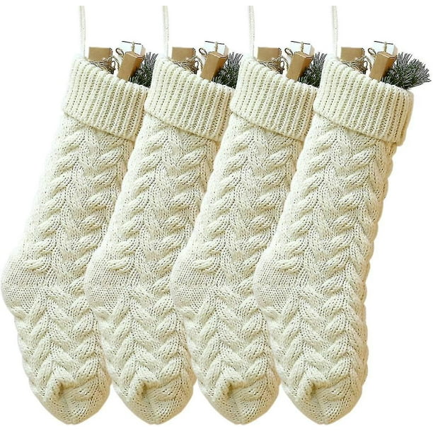 Medias navideñas de punto YUANXCMXG paquete de 4 Gran tamaño 18 pulgadas color burdeos