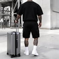 thumbnail image 5 of Bovxnpu Men's Clothing Set 2 Piece Outfits Tracksuit Men Short Sleeve Crew Neck Top Multi Pocket Elastic Waist Shorts Set, 5 of 7
