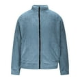 thumbnail image 4 of Men's Fuzzy Sherpa Jacket Long Sleeve Fleece Zip Up Coat with Lapels Plush Winter Outwear Warm Cardigan, 4 of 7