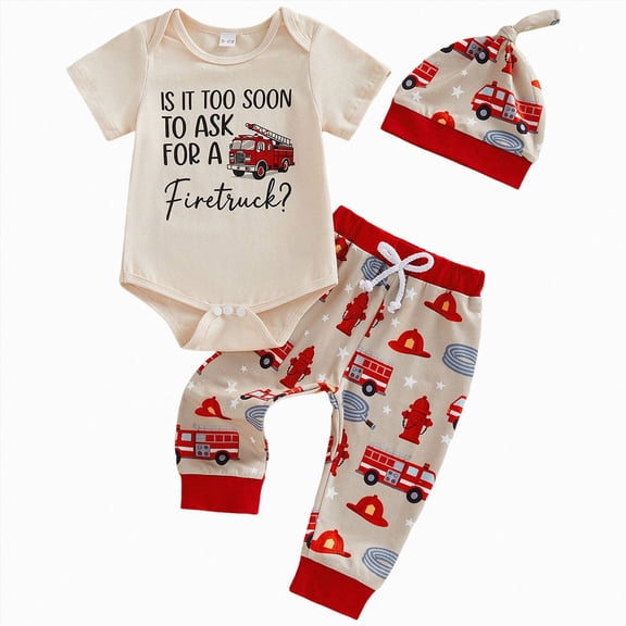 Sopiago Baby Boy Clothes Newborn Infant Boy Outfits Romper Pants 2Pcs Clothing Set for 0 3 6 9 12 18 Month Boys Toddler Clothes for Boys Red,6-12 Months