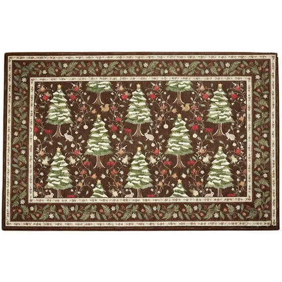 tkerinse Christmas Doormat, Entryway Christmas Rug, Xmas Welcome Doormat, Winter Home Decor Small Kitchen Rugs Soft Bathroom Rugs Xmas Tree Animals Print Holiday Decor
