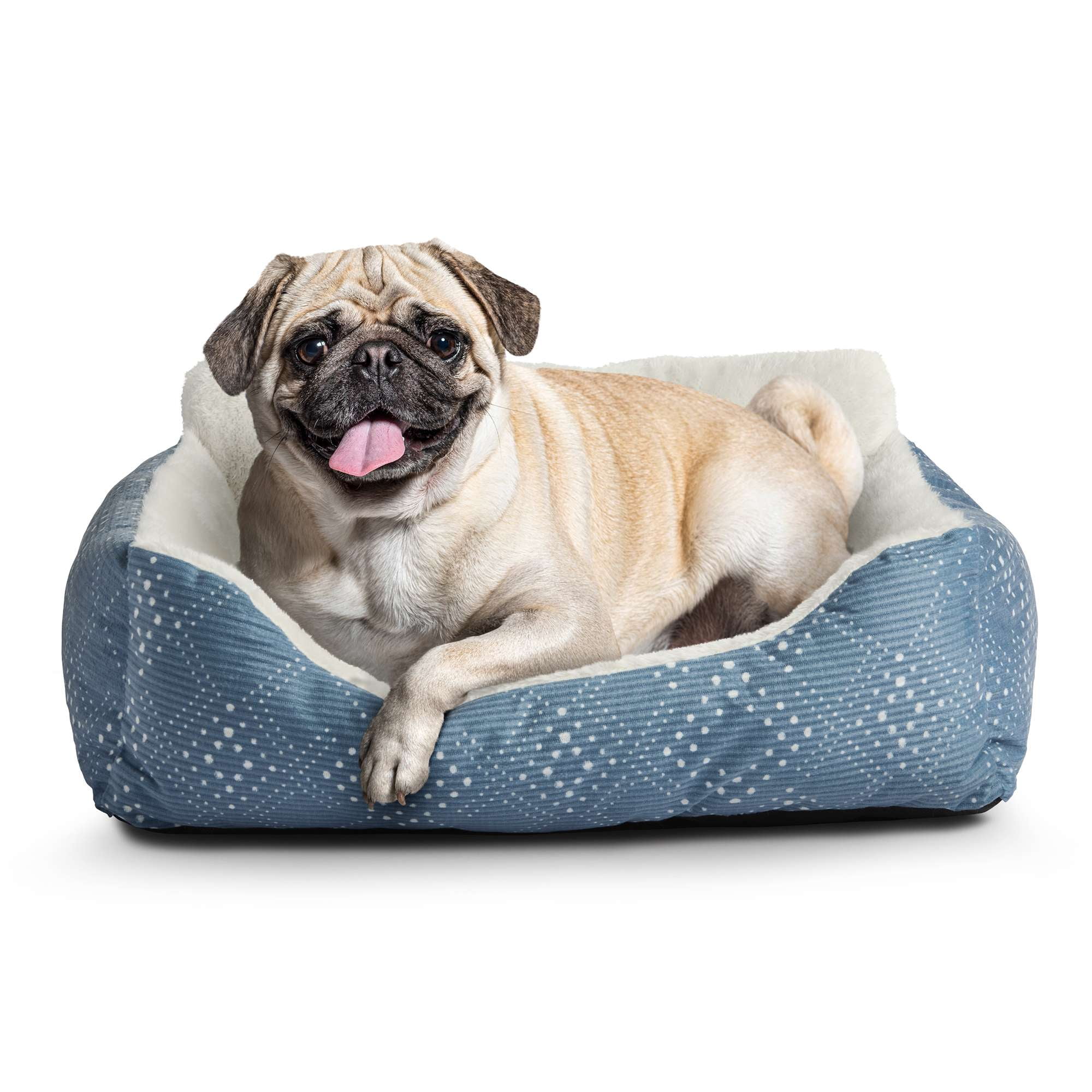 (3 pack) Vibrant Life Puppy Dog Bed, Plush Bolster Dog for Small Dogs, Small, 21" x 17", Blue