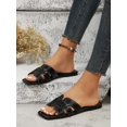 thumbnail image 3 of Snakeskin Embossed Slide Sandals, Black Elegant Snake Print Slides, 3 of 4