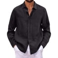 thumbnail image 7 of Qwertyu Mens Linen Dress Shirts Long Sleeve Dress Shirts Plus Size Casual Linen Shirts for Men Button Down Shirt Black 4XL, 7 of 7