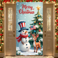 thumbnail image 2 of Decorative Design Merry Christmas Banner Festive Decoration Snowman Scene Christmas Tree Snowflakes for Holiday Party Indoor Celebration Winter Decor, 2 of 9