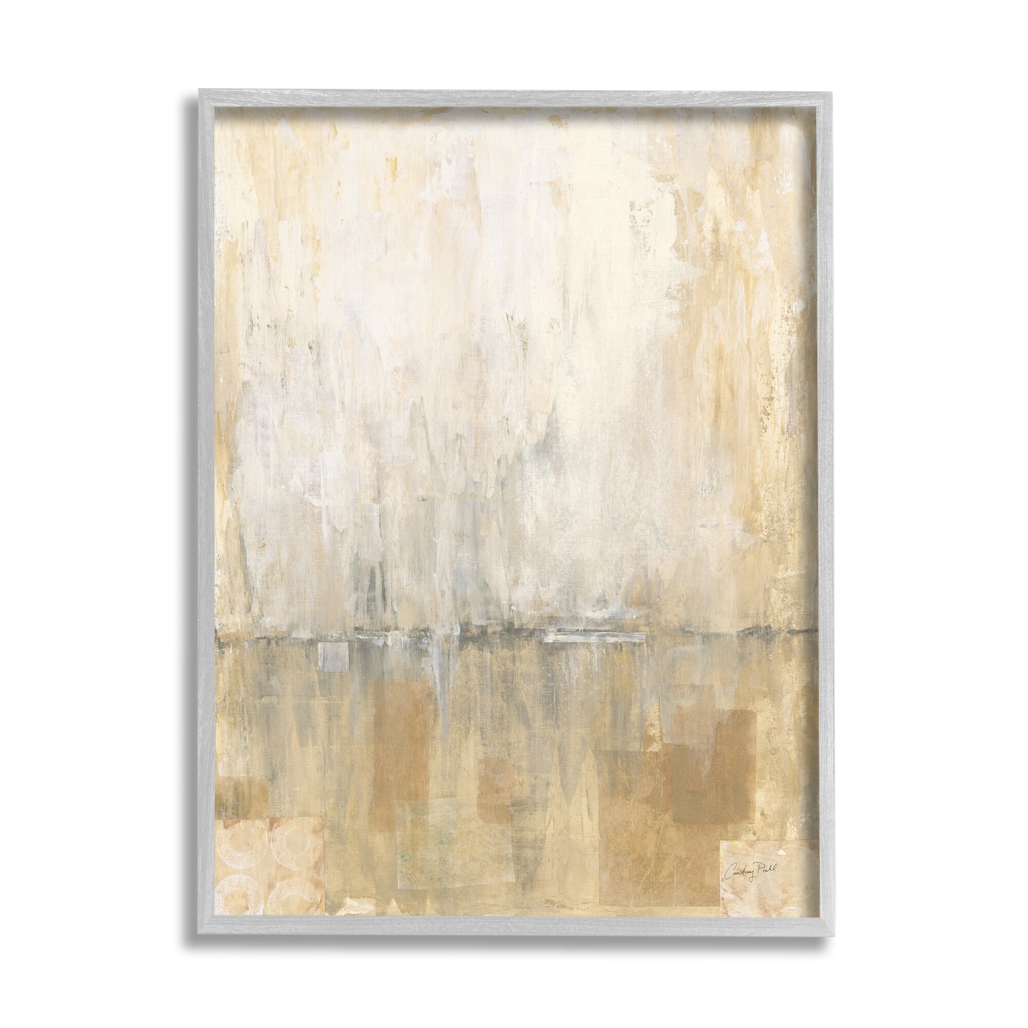 Stupell Industries Distressed Abstract P. Strokes Beige Grey Horizon Circles, 16 x 20, Design by Courtney Prahl