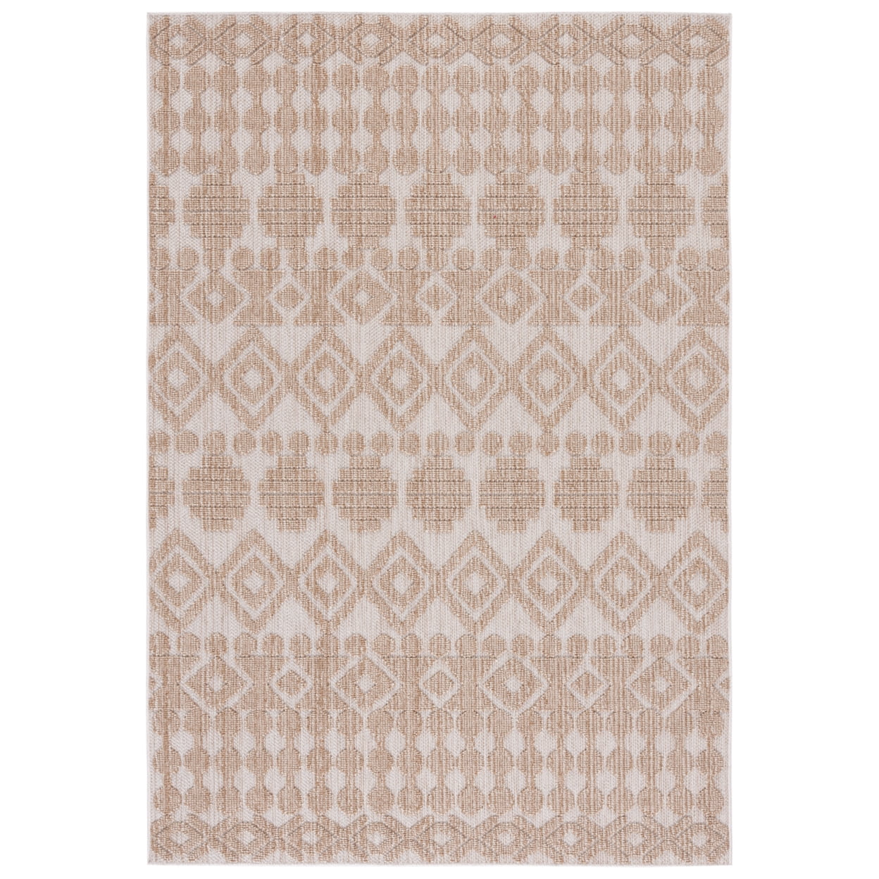 SAFAVIEH Global Anthony Diamond Indoor/Outdoor Area Rug, Beige/Brown, 6'7" x 6'7" Square