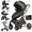 Black, variant on Foldable Baby Stroller,Toddler Carriage with Reversible Handle,Diaper Bag,Rain Cover,0-36 Months,Unisex,Beige